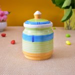 KunhaR Ceramic Multipurpose Jar, Ceramic Storage Jar - 600 Ml, 1 Piece, Yellow Green