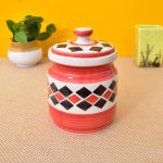 KunhaR Ceramic Multipurpose Jar, Ceramic Storage Jar - 1000 Ml, 1 Piece, Red