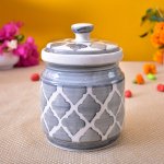 KunhaR Ceramic Multipurpose Jar, Ceramic Storage Jar - 1000 Ml, 1 Piece, Gray