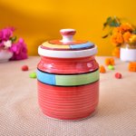 KunhaR Ceramic Multipurpose Jar, Ceramic Storage Jar - 1000 Ml, 1 Piece, Red