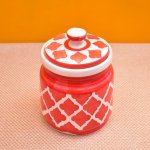 KunhaR Ceramic Multipurpose Jar, Ceramic Storage Jar - 1000 Ml, 1 Piece, Red Chidi