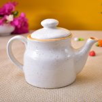 KunhaR Ceramic Teapot, Ceramic Kettle, Coffee Pot, Ceramic Tea Pot - 300 Ml, White-Orange