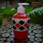 KunhaR Ceramic Long-Lasting Liquid Handwash Soap Dispenser for Bathroom | Handwash Bottle for Kitchen | Soap Dispenser for Wash Basin | Bathroom Accessories | 300 ml, Red Berry