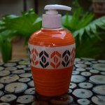 KunhaR Ceramic Long-Lasting Liquid Handwash Soap Dispenser for Bathroom | Handwash Bottle for Kitchen | Soap Dispenser for Wash Basin | Bathroom Accessories | 300 ml, Dusty Orange