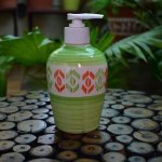 KunhaR Ceramic Long-Lasting Liquid Handwash Soap Dispenser for Bathroom | Handwash Bottle for Kitchen | Soap Dispenser for Wash Basin | Bathroom Accessories | 300 ml, Drab Green