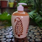 KunhaR Ceramic Long-Lasting Liquid Handwash Soap Dispenser for Bathroom | Handwash Bottle for Kitchen | Soap Dispenser for Wash Basin | Bathroom Accessories | 450 ml, 1 Piece, Brown Rust