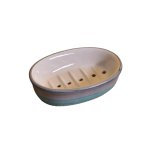 KunhaR Ceramic Soap Dish Holder, Ceramic Soap Dish Tray Holder, White Grey