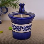 KunhaR Ceramic Toothbrush Holder Stand for Bathroom, Blue Vine