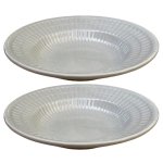 KunhaR Ceramic Deep Pasta Plate Soup Plate, Meggie Plate, Salad Plate, 2 Pieces, (9.5 Inch), Dawn