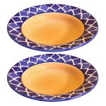 KunhaR Ceramic Deep Pasta Plate Soup Plate, Meggie Plate, Salad Plate, 2 Pieces, (8.9 Inch), Yellow Chidi