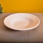 KunhaR Ceramic Deep Pasta Plate Soup Plate, Meggie Plate, Salad Plate, 1 Piece, (9.4 Inch), Light Periwinkle