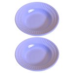 KunhaR Ceramic Deep Pasta Plate Soup Plate, Meggie Plate, Salad Plate,  2 Pieces, (9.4 Inch), Light Periwinkle