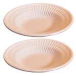 KunhaR Ceramic Deep Pasta Plate Soup Plate, Meggie Plate, Salad Plate,  2 Pieces, (9.5 Inch), Light Periwinkle