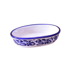 KunhaR Ceramic Soap Dish Holder, Ceramic Soap Dish Tray Holder, Blue Vine