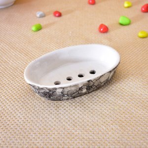 KunhaR Ceramic Soap Dish Holder, Ceramic Soap Dish Tray Holder, Black Luster