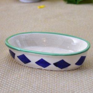 KunhaR Ceramic Soap Dish Holder, Ceramic Soap Dish Tray Holder, Green Blue