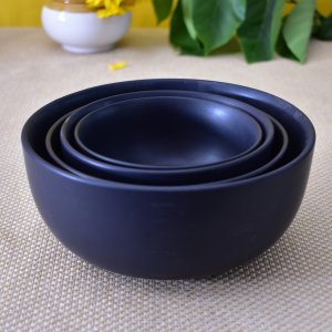 KunhaR Ceramic Mixing Bowls - 1500 Ml, 800 Ml, 600 Ml and 400 Ml, 4 Pieces, Black Matte