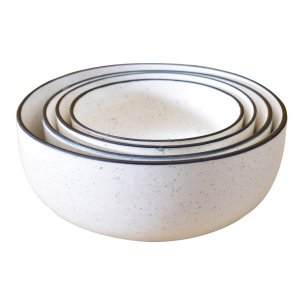 KunhaR Ceramic Mixing Bowls - 1500 Ml, 800 Ml, 600 Ml and 400 Ml, 4 Pieces, White Matt