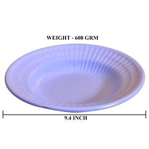 KunhaR Ceramic Deep Pasta Plate Soup Plate, Meggie Plate, Salad Plate, 1 Piece, (9.5 Inch), Light Periwinkle