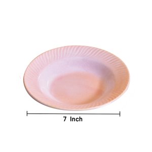 KunhaR Ceramic Deep Pasta Plate Soup Plate, Meggie Plate, Salad Plate, 2 Pieces, (7 Inch), Light Periwinkle