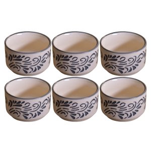 Kunhar Ceramic Sauce Holder, Chutney Holder, Dip Bowls & Pickle Bowls, 56 Ml, 6 Pieces, White Grey