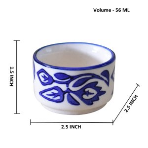 Kunhar Ceramic Sauce Holder, Chutney Holder, Dip Bowls & Pickle Bowls, 56 Ml, 6 Pieces, Blue